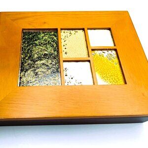Mixed Media Stained Glass Abstract Geometric Art Box Vintage Wood NWT
